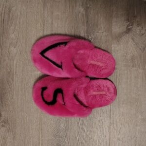 Victoria's Secret Vibrant Pink Fuzzy Slippers